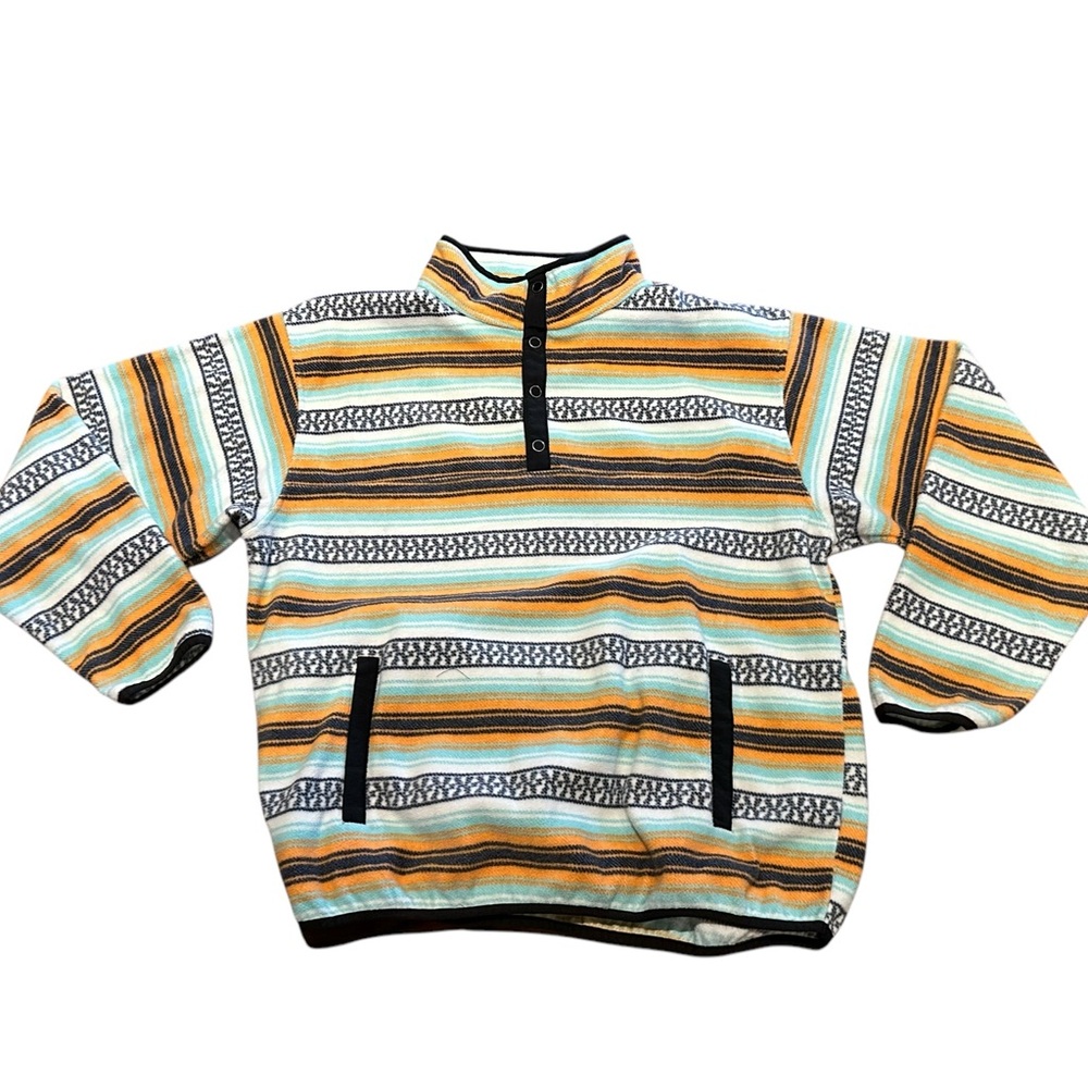 Cinch Mens XL Fleece Quarter Snap Striped Multicolor Pullover - Picture 1 of 6